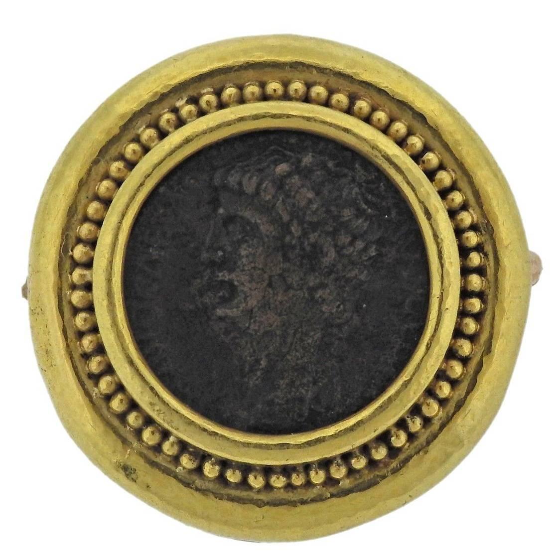 Elizabeth Locke Ancient Coin Gold Brooch For Sale
