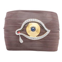 Clarissa Bronfman Bronze Diamond and Sapphire 'Dali Eye Mesh Bracelet'