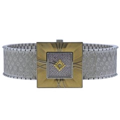 Vintage Buccellati Ladies Yellow and White Gold Diamond Agalmachron Bracelet Wristwatch 