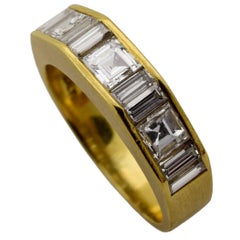 Diamond Gold Geometric Semi Eternity Band