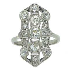Antique Art Deco Diamond Ring, 2.02 Carat, 18 Carat White Gold