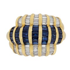 Anillo de cóctel vintage de zafiros y diamantes, circa años 50