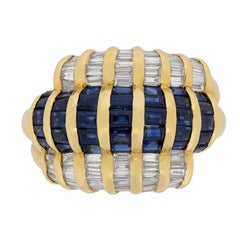 Bague cocktail vintage en saphirs et diamants, c. 1950s