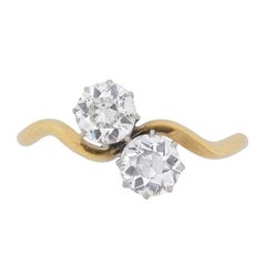 Antique Late Victorian Two-Stone Twist Ring, circa 1900s