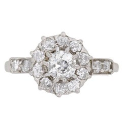 Antique Early Art Deco Diamond Halo Cluster Ring, circa 1920s