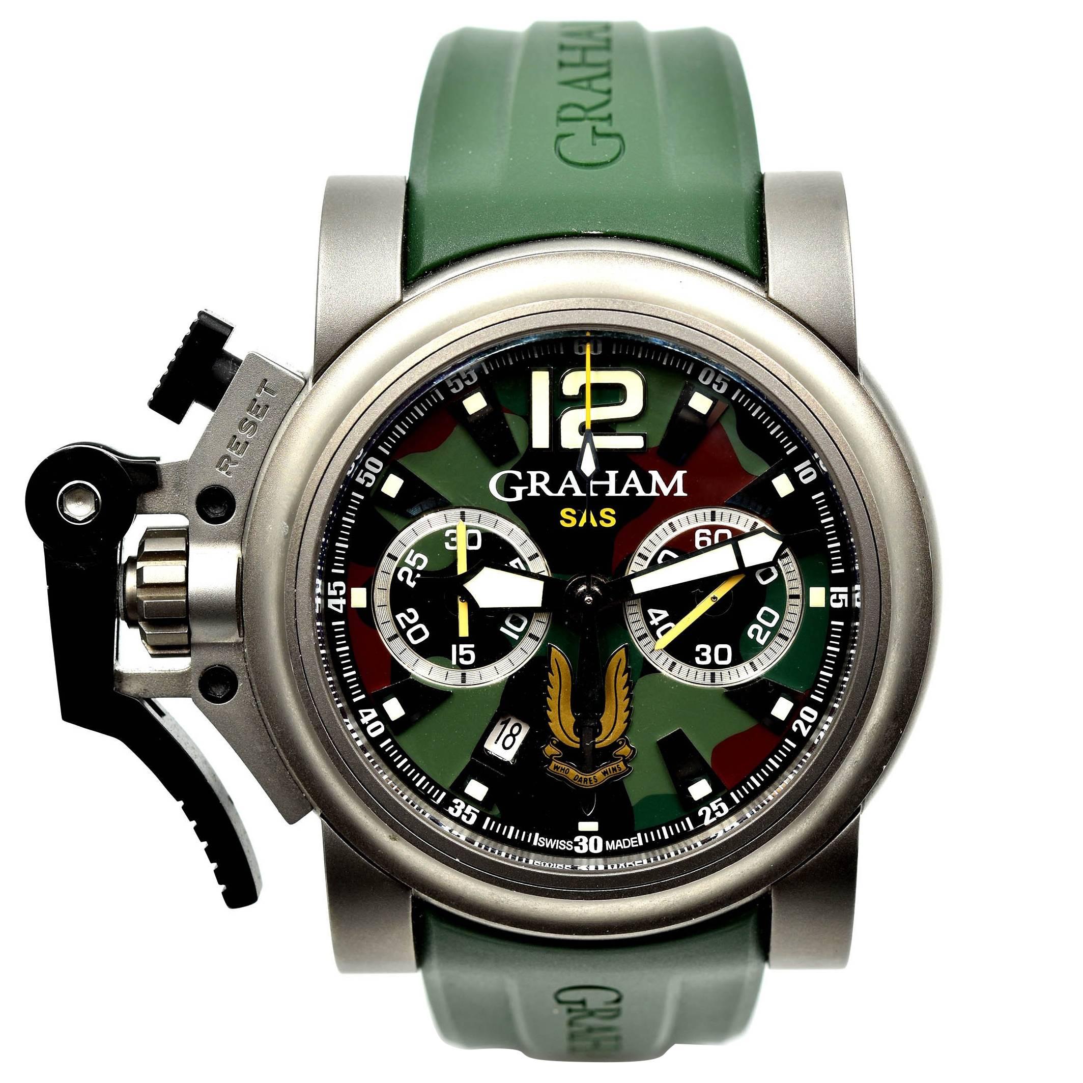 Graham Silver Titanium Chronofighter Commando SAS automatic Wristwatch