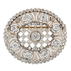 4.74 Carat Platinum Art Deco Brooch