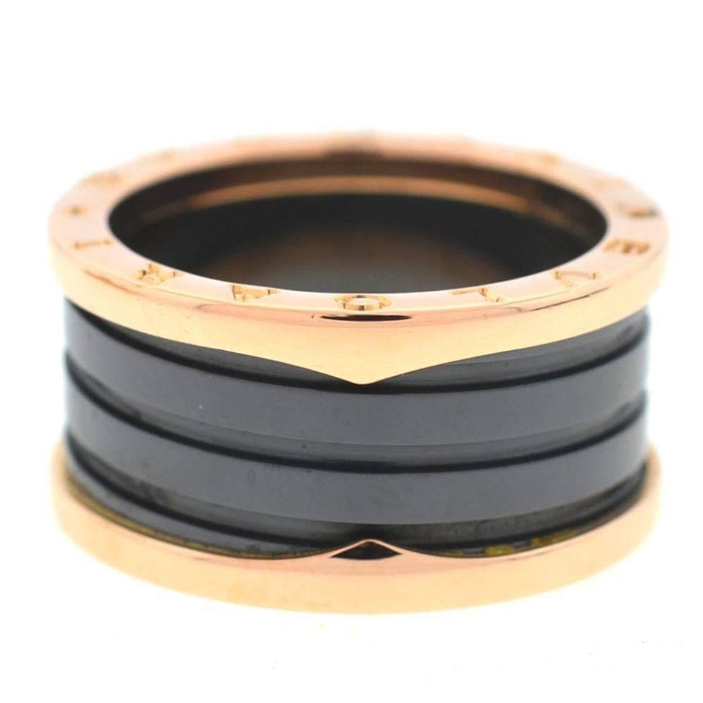 Bvlgari B.Zero1 18 Karat Rose Gold Black Ceramic Ladies Ring