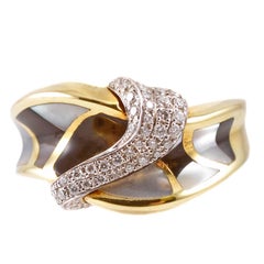 Asch Grossbardt Yellow Gold Diamond Mother-of-Pearl and Onyx Ring