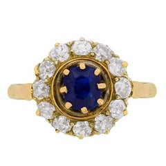 Antique Edwardian Sapphire and Diamond Cluster Ring, circa 1910