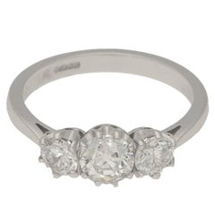 Vintage Old European Cut Diamond Three-Stone Engagement Ring