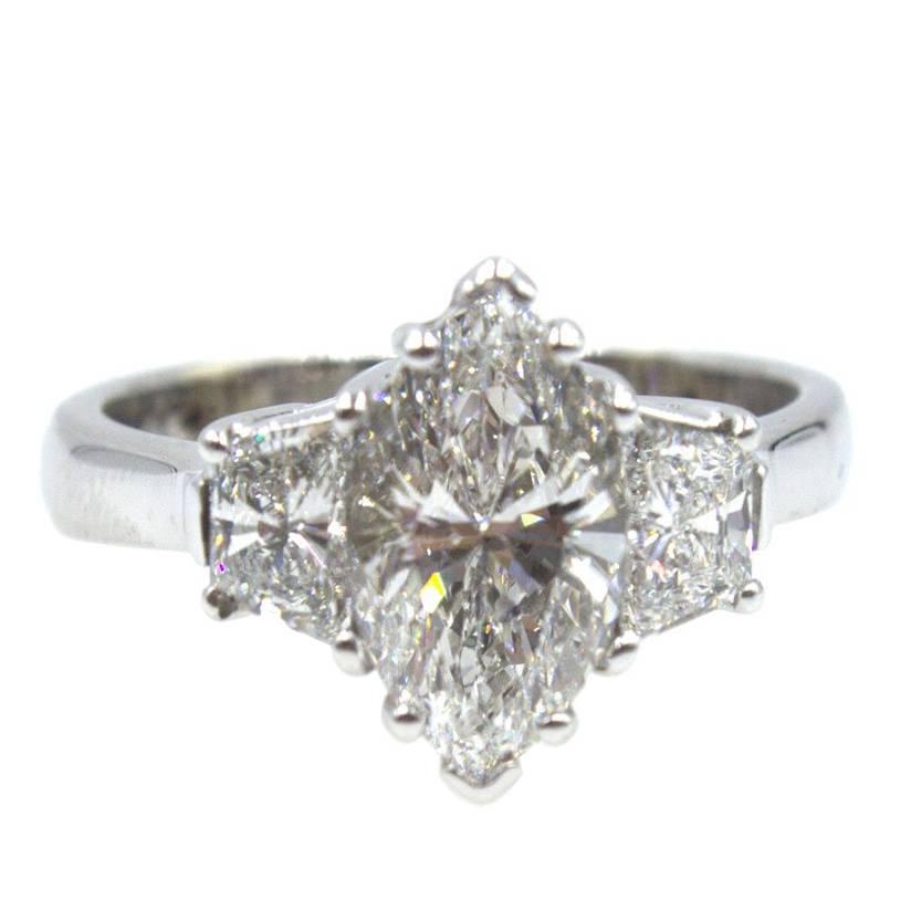 2.09 Carat Marquise Diamond Engagement Ring GIA Certified F SI2