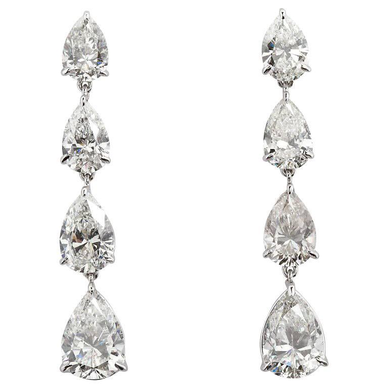 12 Carat Pear Shape Diamond Dangle Earrings