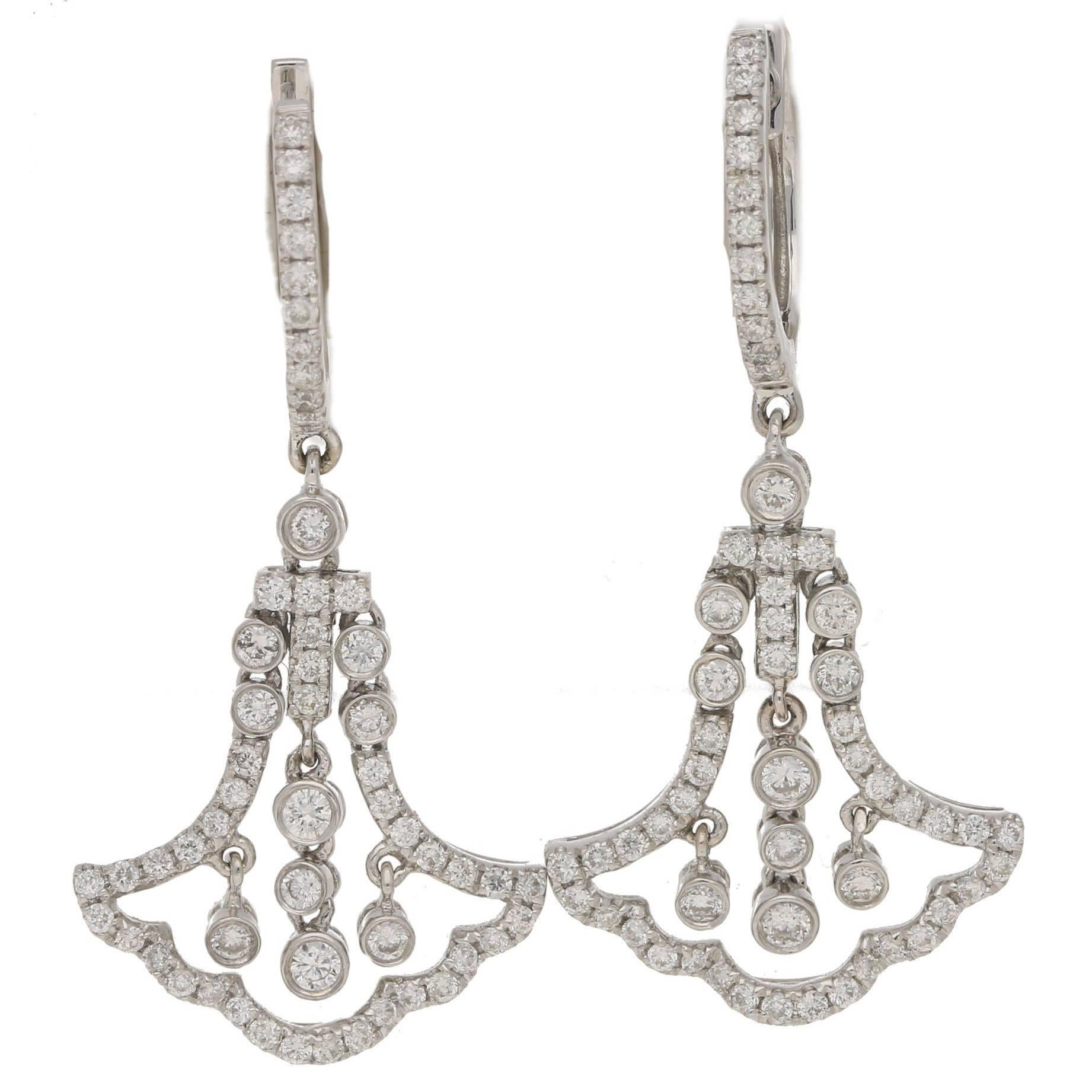 Deco Style Gold Diamond Drop Earrings