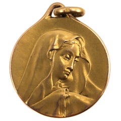 Art Nouveau Madonna Virgin Mary Medallion Pendant