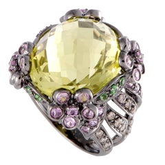 Diamond and Mixed Gemstone Gold Ring