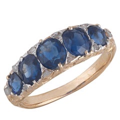Sapphire and Diamond Five-Stone Ring