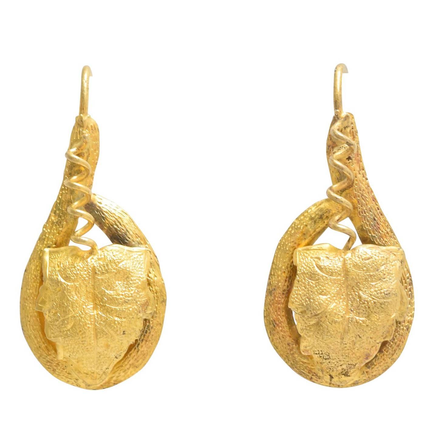 Victorian Gold "Leaf and Vine" Earrings