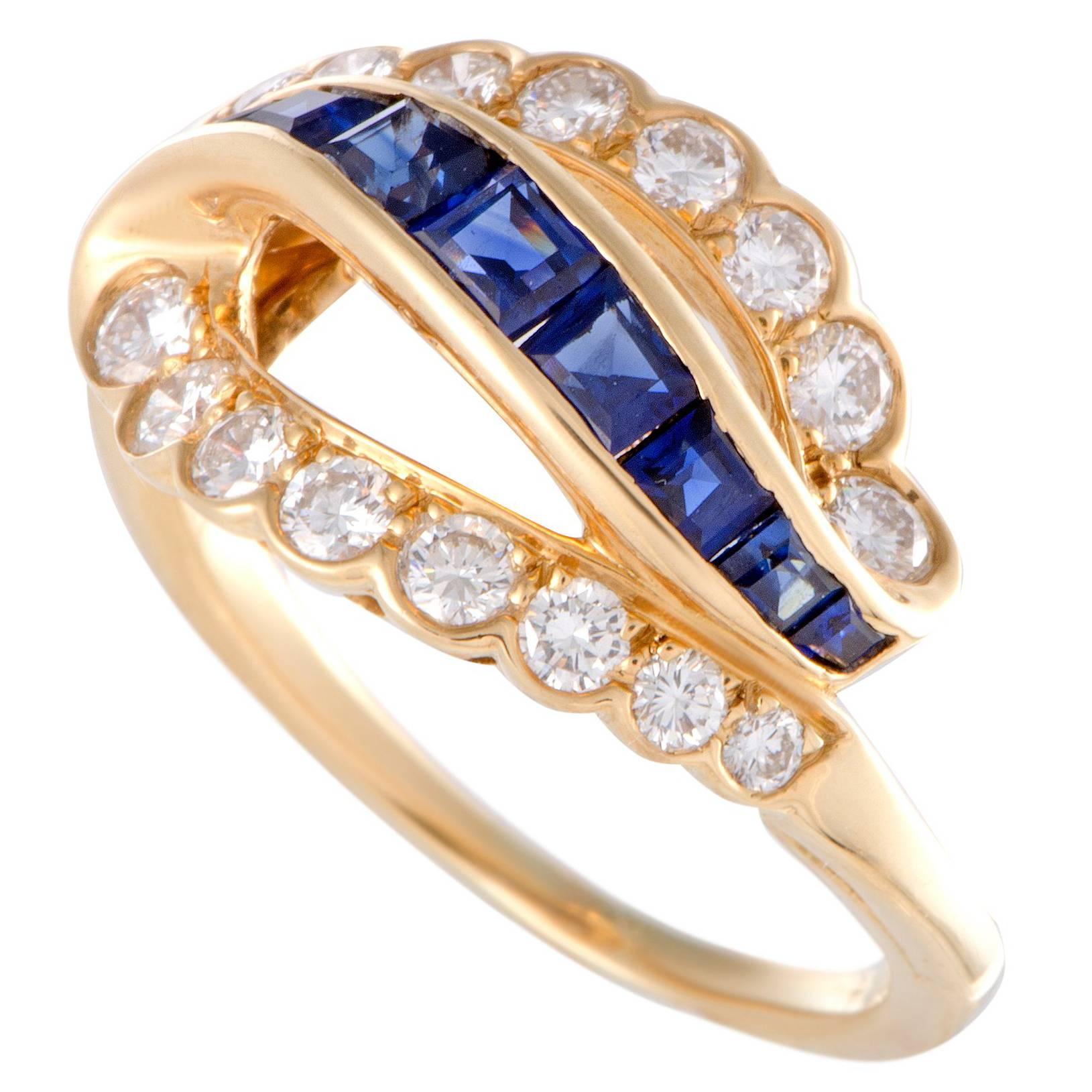 Oscar Heyman Diamond and Sapphire Gold Ring