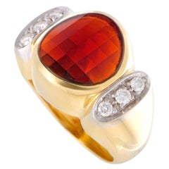 Pomellato Diamond and Round Garnet Gold Ring