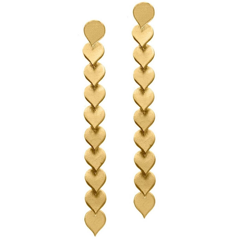 Timeless Gold Plated Brass Teardrop Shaped Motif Greek Drop Earrings ...