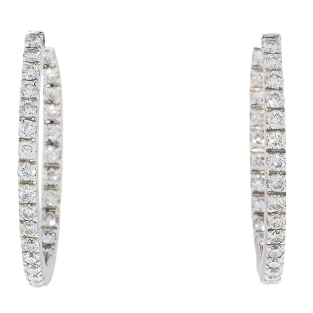 18 Karat White Gold 0.82 Carat G-H/SI Inside Out Hoops