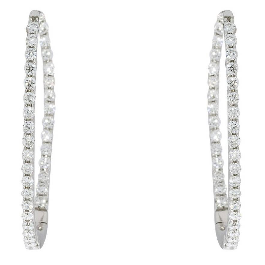 White Gold 0.72 Carat Shared Prong Inside-Out Diamond Hoop Earrings
