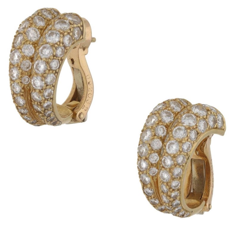 Cartier Diamond Double Hoop Earrings at 1stDibs cartier diamond hoop