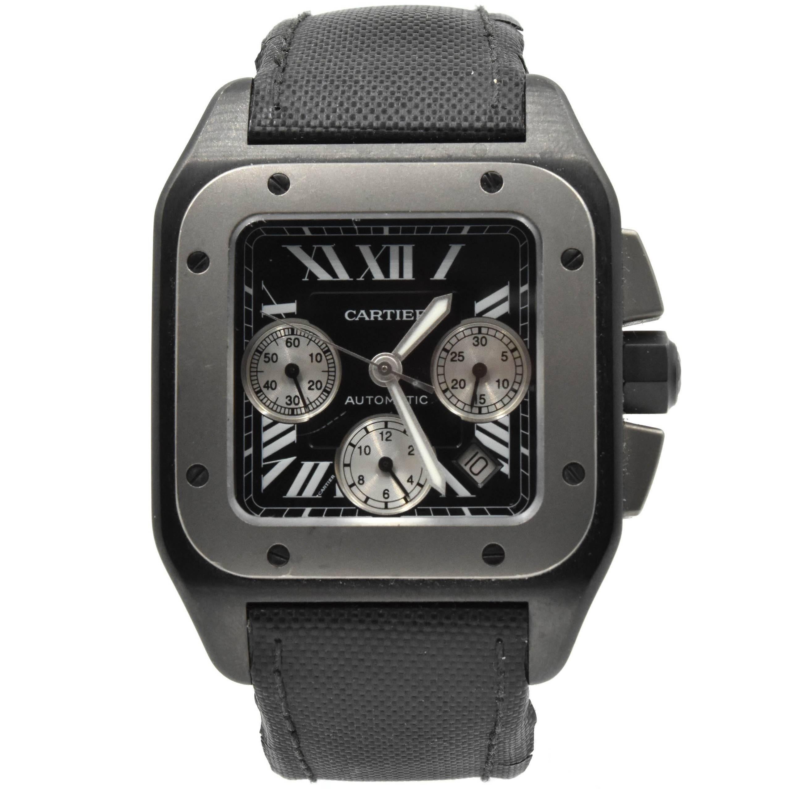Cartier Titanium Stainless Steel Santos 100 Chronograph Automatic Wristwatch
