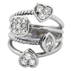 Bague en or blanc et diamants de formes multiples