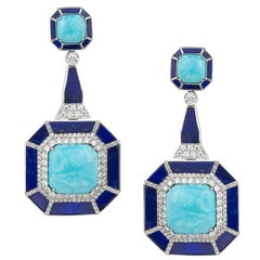 Umrao Turquoise Lapis Lazuli Diamond Earrings