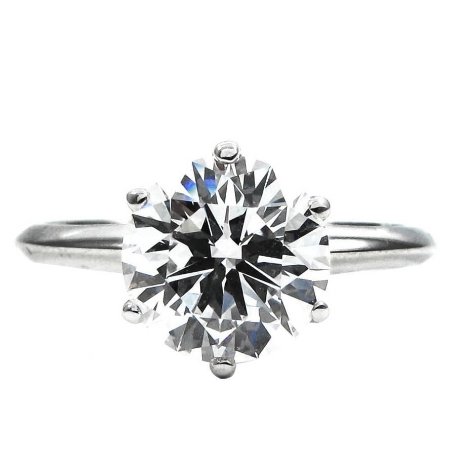 Tiffany & Co. 2.08 carat Round Diamond Platinum Solitaire Engagement Ring For Sale