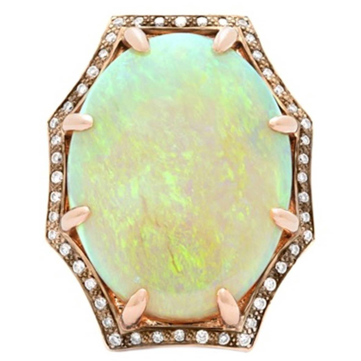 Exceptional 11 Carat Opal Diamond Rose Gold Ring