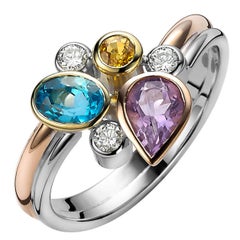 Multicolored Gemstone and Diamond Tutti Frutti Ring