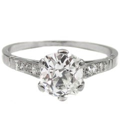 GIA Certified Art Deco Old Mine Cut Diamond Platinum Engagement Ring