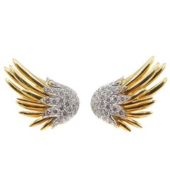 Jean Schlumberger Tiffany & Co. Flame Diamond Platinum 18 Karat Gold Earrings