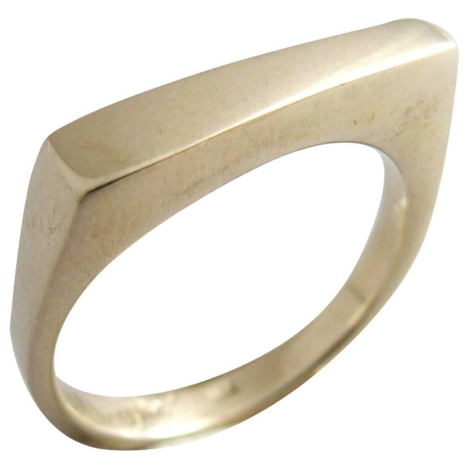 Betty Cooke White Gold Gentleman's Streamline Modernist Ring