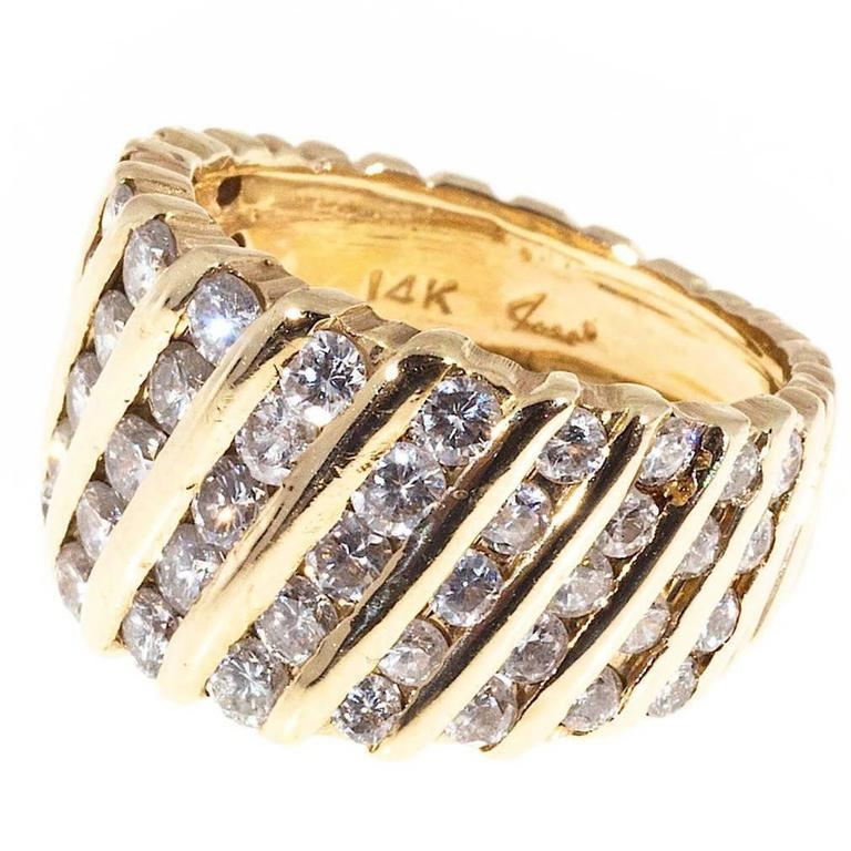 Diamond Gold Channel Set Ring For Sale at 1stdibs