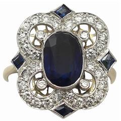 1970s 3.20 Carat Sapphire Diamond Gold Dress Ring 11