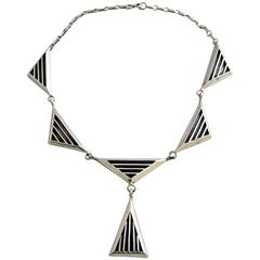 Jack Nutting Sterling Silver Geometric American Modernist Necklace
