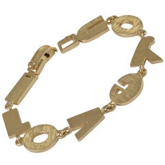 Vintage I LOVE YOU Textured Gold Bracelet