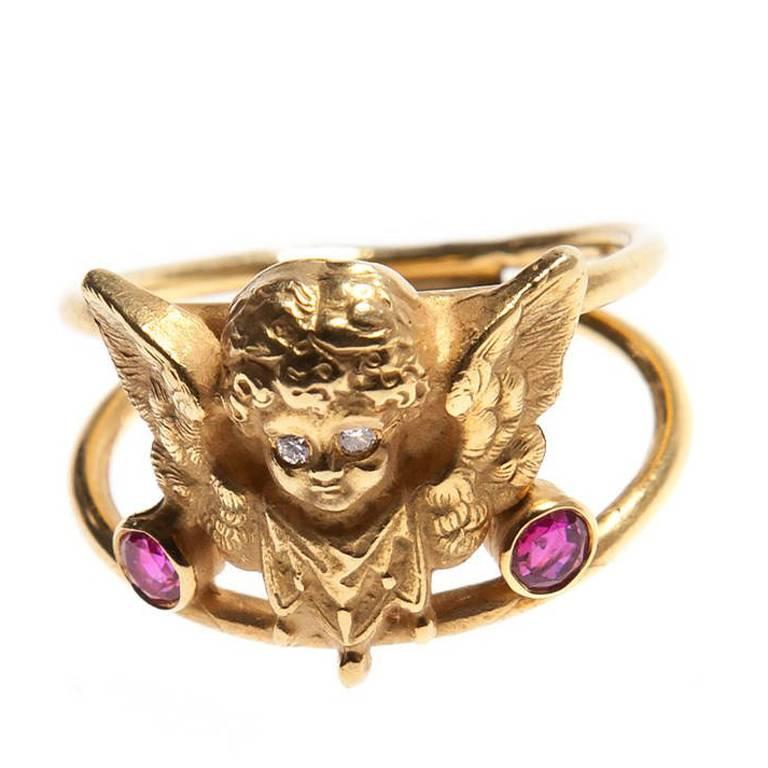 Cupid Ruby Diamond Ring For Sale
