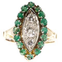 Emerald Diamond Gold Halo Ring 3