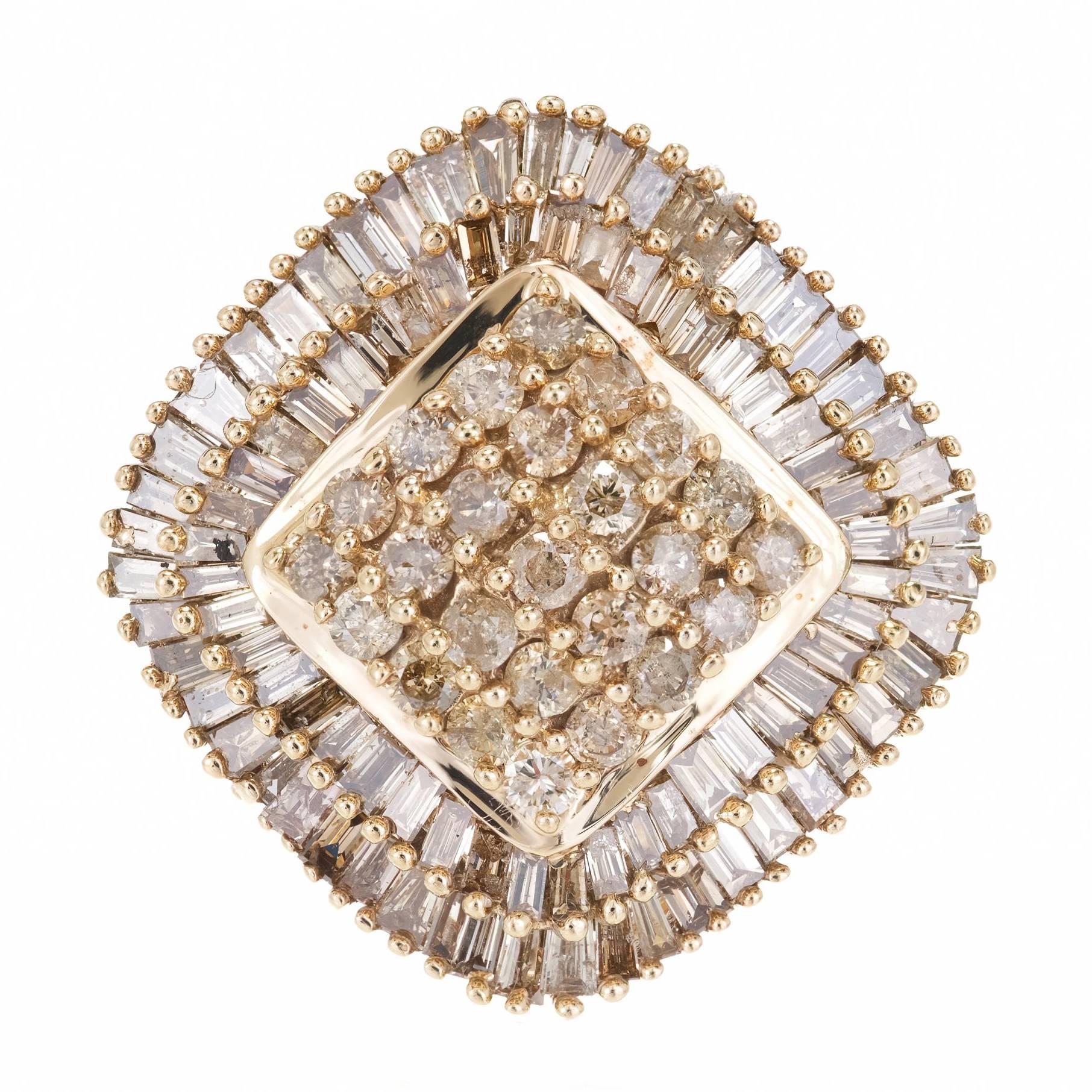 2.75 Carat Smoky Brown Diamond Gold Cluster Cocktail Ring