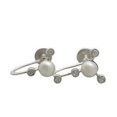 Vintage Diamond and Pearl White Gold Earrings 8