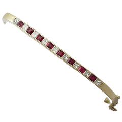 1989 1.25 Carat Ruby and 1.12 Carat Diamond Yellow Gold Bangle 5