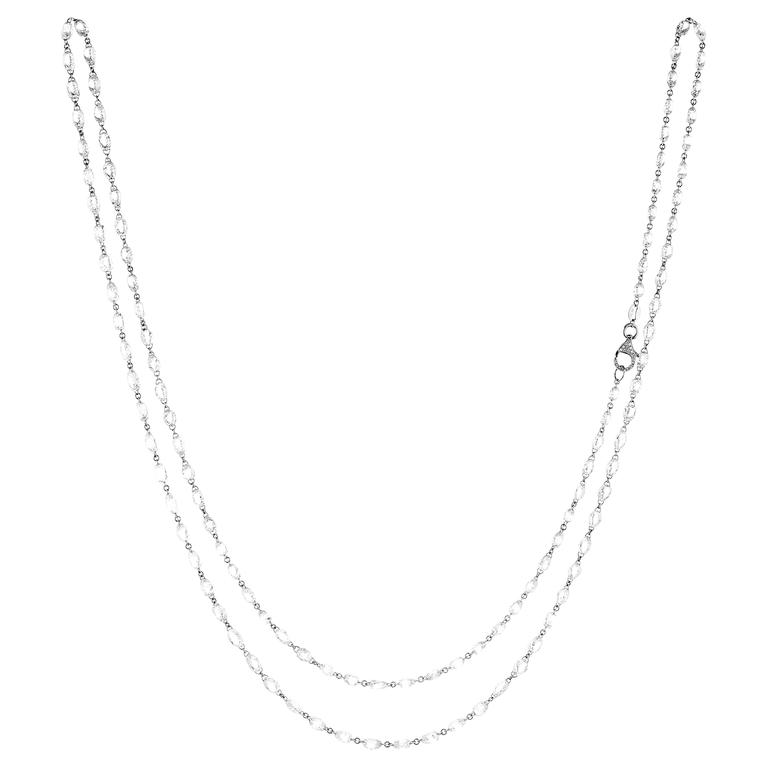 Diamond Briolette Gold Link Necklace 