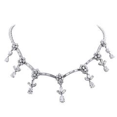 1960s French Pear Shaped Diamond Drop Necklace 10