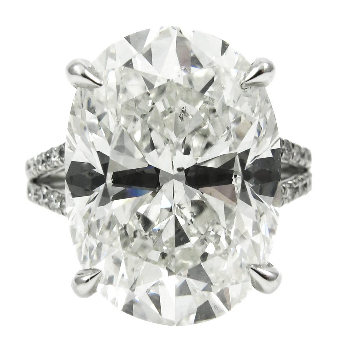GIA Certified 10.10 Carat Oval Diamond Platinum Split Shank Ring