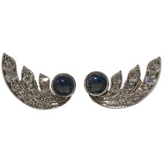 Sapphire and Diamond Art Deco Earrings